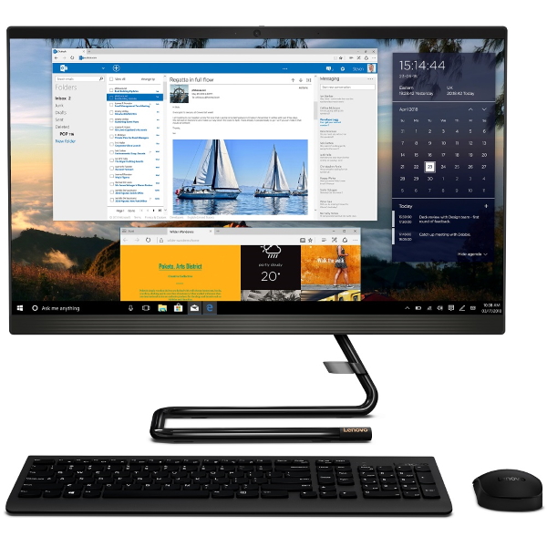 Моноблок Lenovo IdeaCentre AIO A340-24IWL AIO 23.8" FHD, Core i5-10210U, 4GB, 512GB SSD, DVD-RW, WiFi, BT, DOS, черный [F0E800M4RK] изображение 1