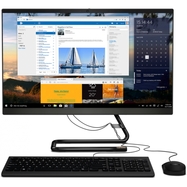 Моноблок Lenovo IdeaCentre AIO 3 24ARE05 23.8" FHD, Ryzen 5 4500U, 8GB, 512GB SSD + 1TB, DVD-RW, WiFi, BT, Win10, черный [F0EW002VRK] изображение 1